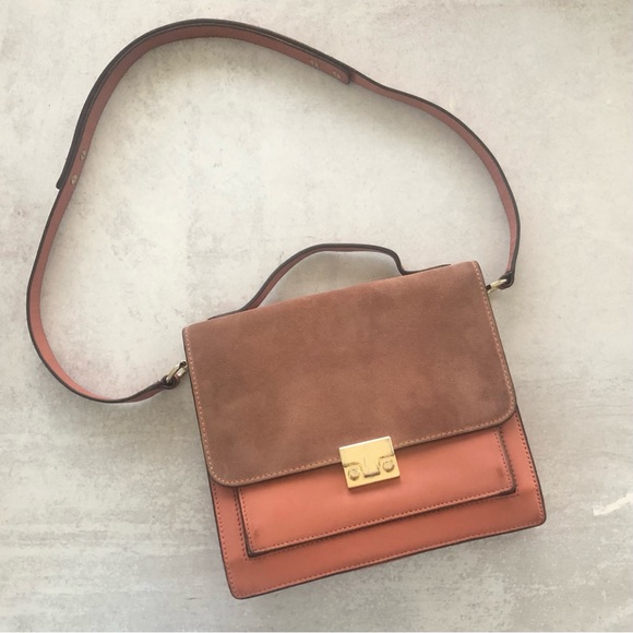 LOEFFLER RANDALL Suede & Leather Satchel Hand bag In Dusty Rose Pink - Picture 3 of 14